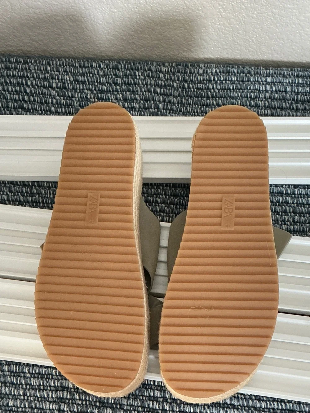 ZARA Olive Green Crisscross Slide Sandals with Silver Buckles
